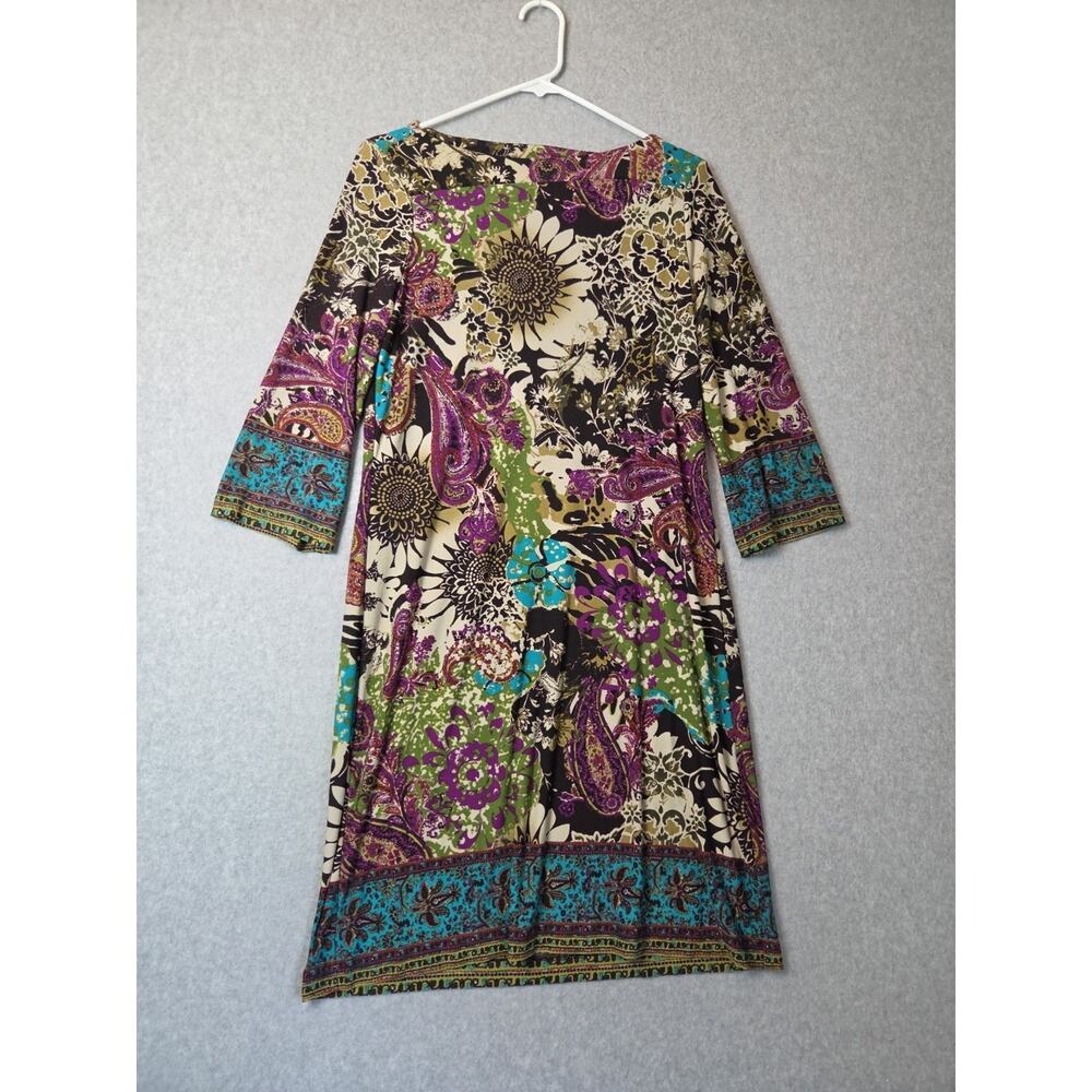 Beige By Eci Artsy Boho Multicolor Paisley Floral Knee Length Dress Women's 12
